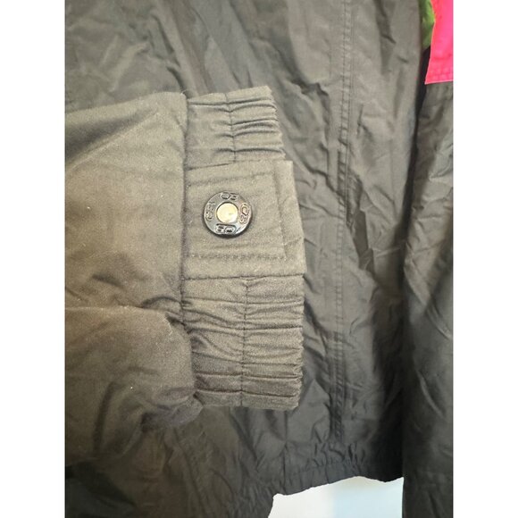Vintage CB Sports Retro Mens Colorblock Puffer Jacket XL Black Pink Green Nylon - Picture 7 of 7